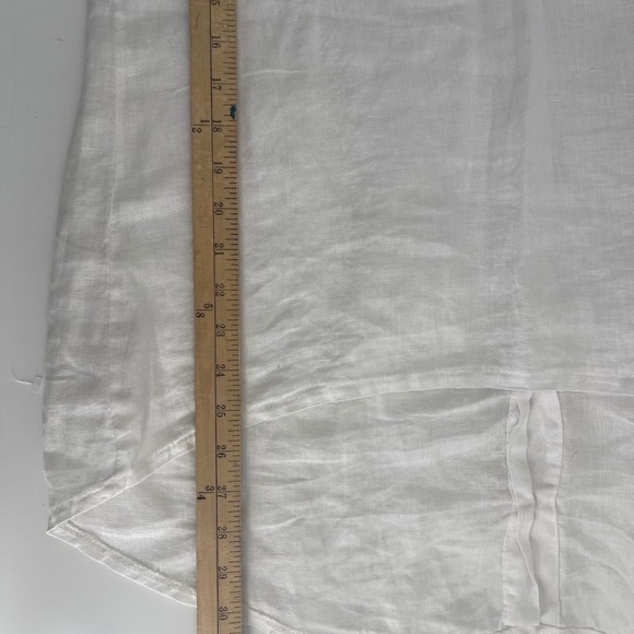 TERZO MILLENNIO Women White Linen Button Front Shirt Top Size S Made in Italy - Picture 7 of 8